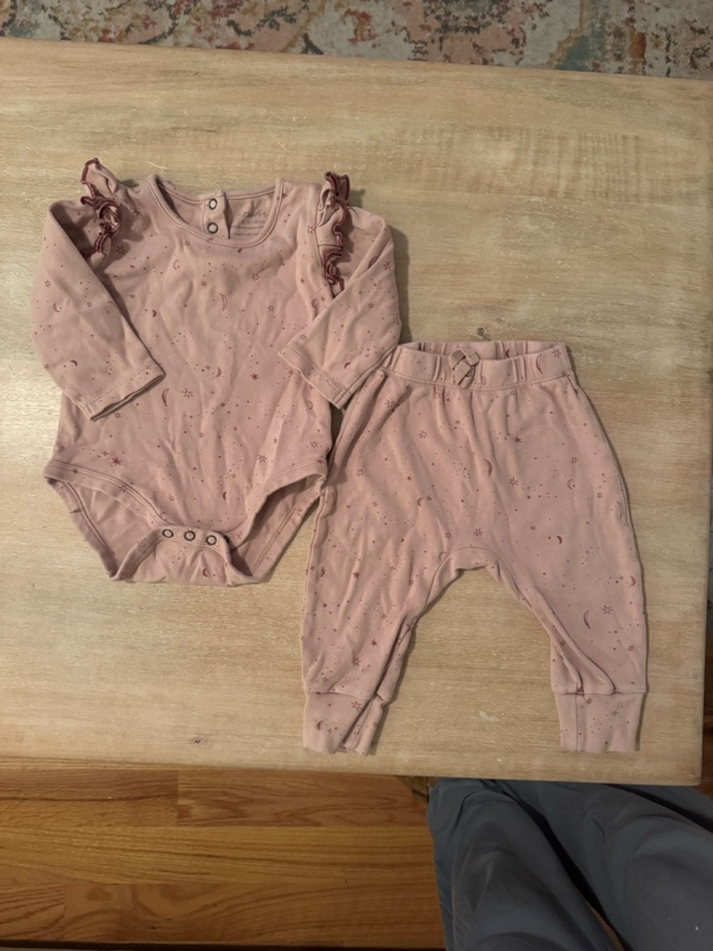 Quincy Mae Pink Star Ruffle Shoulder Bodysuit & Pants Set